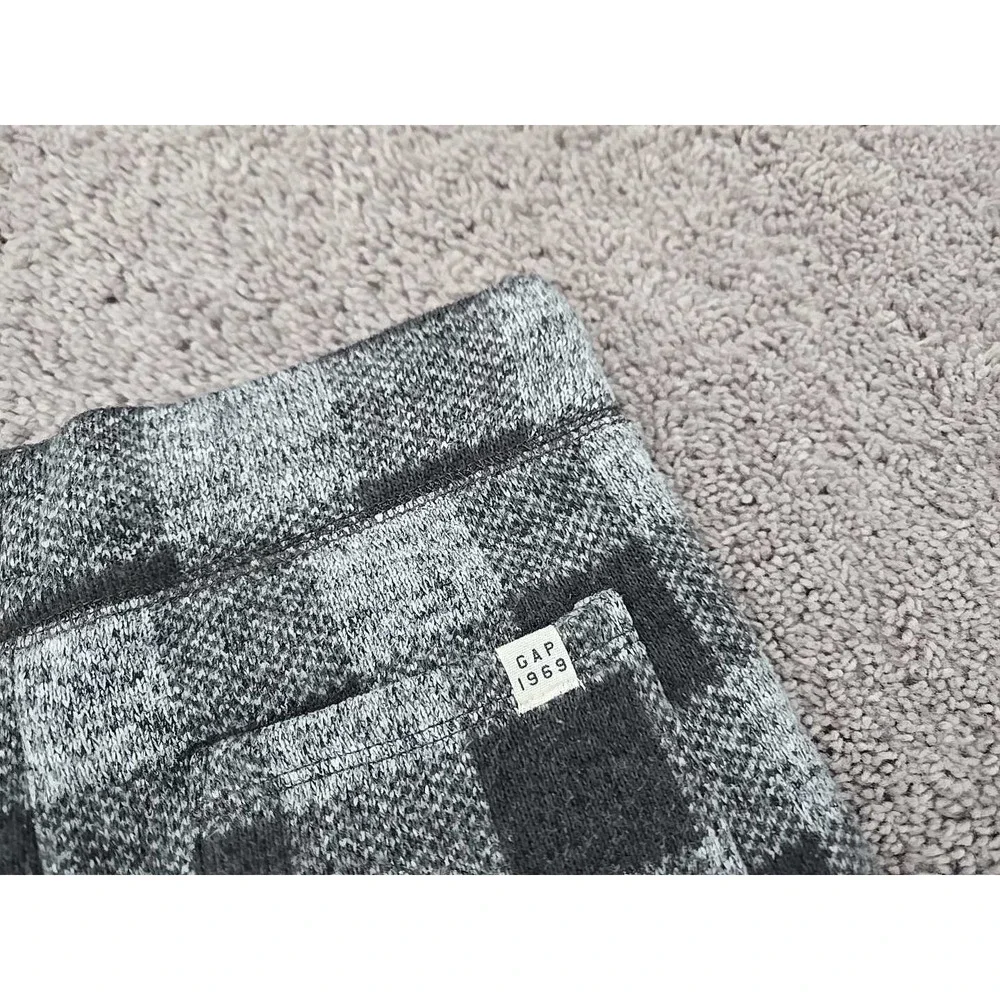Gap Kids Pajama‎ Pants Youth Girls 14/16 Gray Plaid Pull On Knit Fleece Lounge
